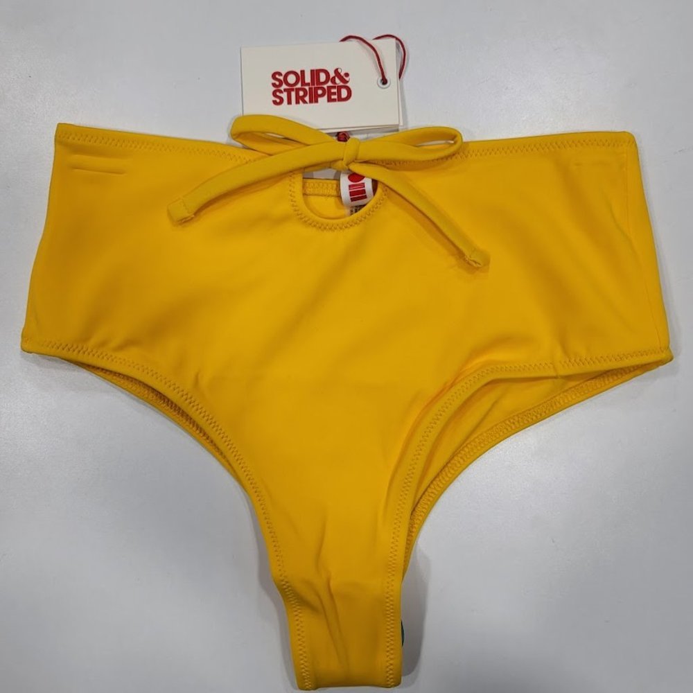 Solid & Striped The Nora Tie-Front Bikini Bottom in Tweety Size Small - Picture 2 of 10